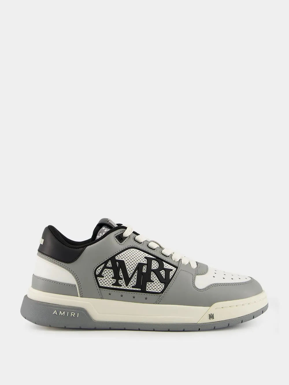 Classic Low Sneaker with Staggered Logo in Asphalt sold by Fashion Clinic