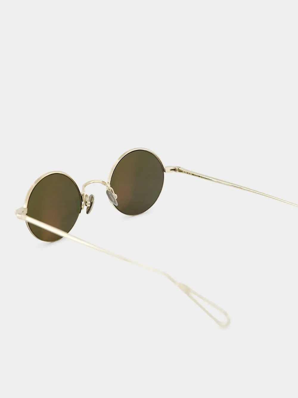 Grey Gold and Green Round Nylon Sunglasses sold by Fashion Clinic product image thumbnail 4