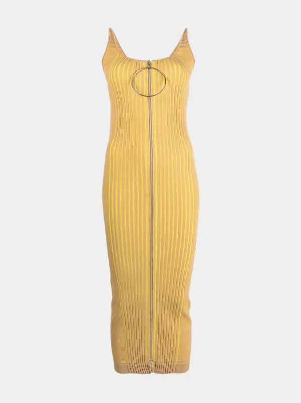 Ribbed Zip-Front Knit Dress made by Rabanne