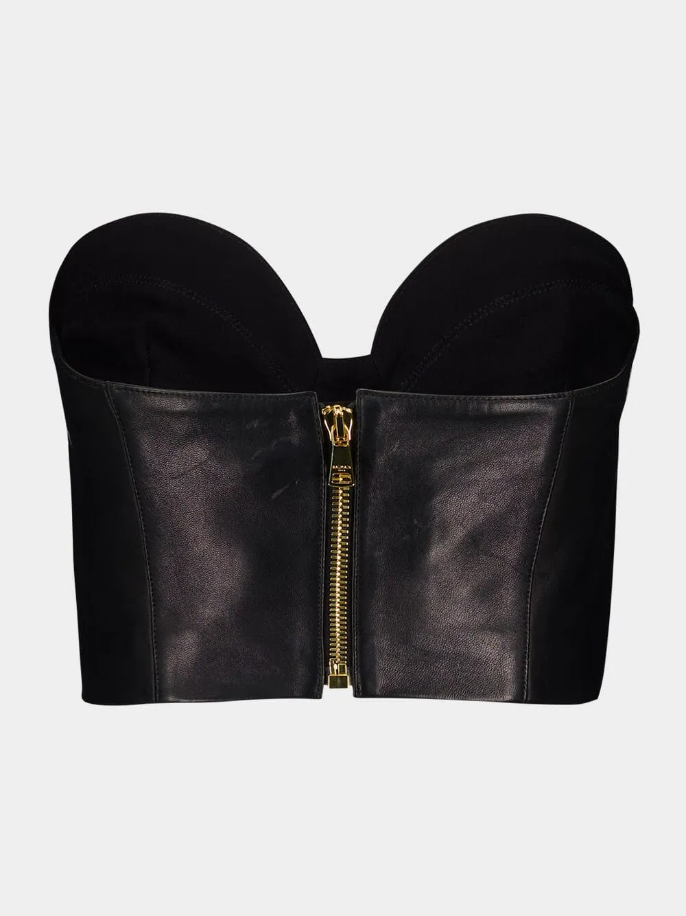 Black Zip-Up Leather Corset Top sold by Fashion Clinic product image thumbnail 2
