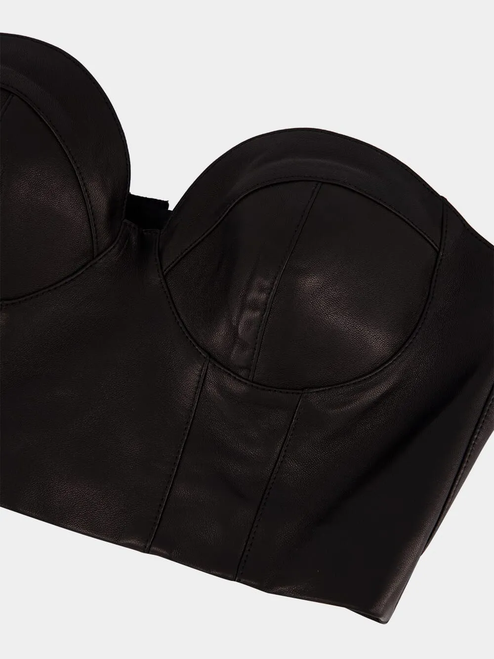 Black Zip-Up Leather Corset Top sold by Fashion Clinic product image thumbnail 3