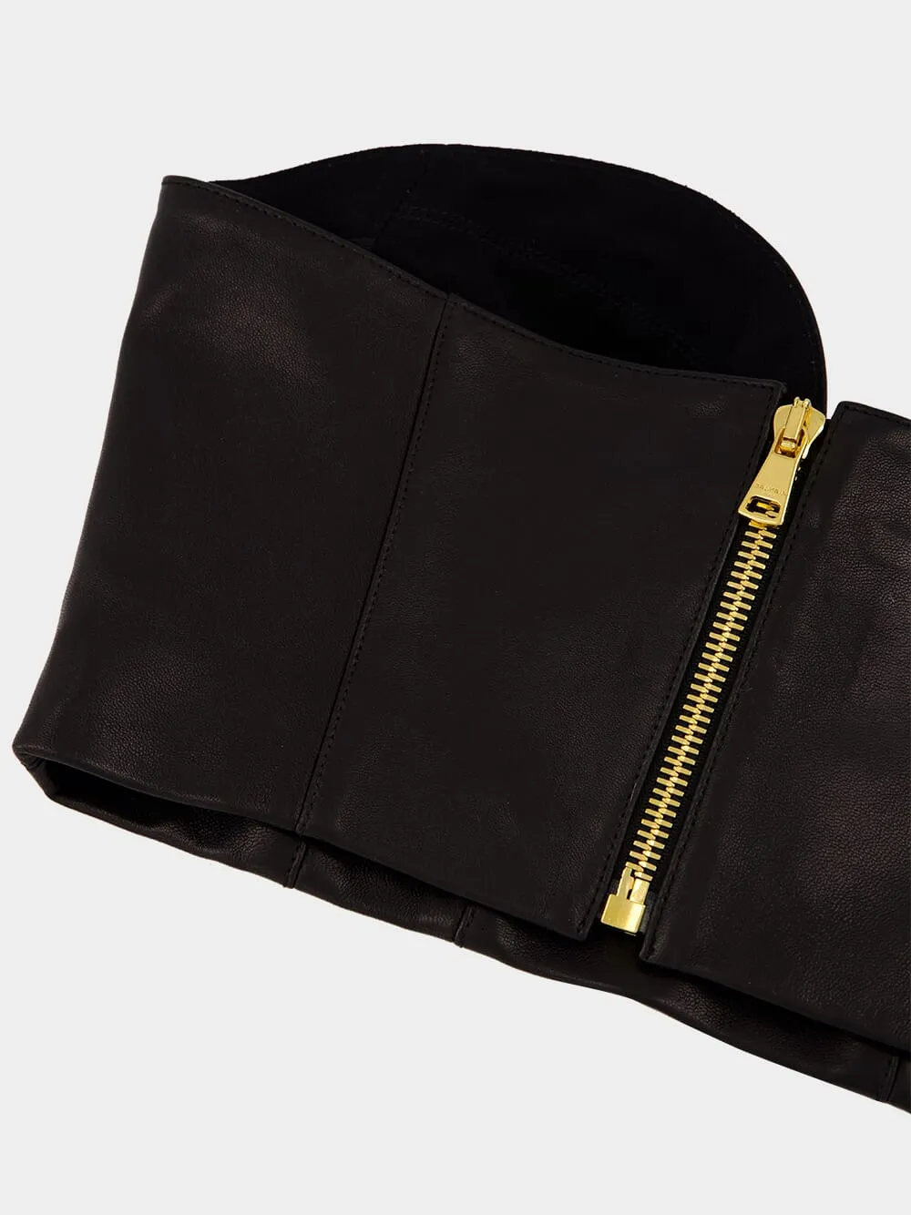 Black Zip-Up Leather Corset Top sold by Fashion Clinic product image thumbnail 4
