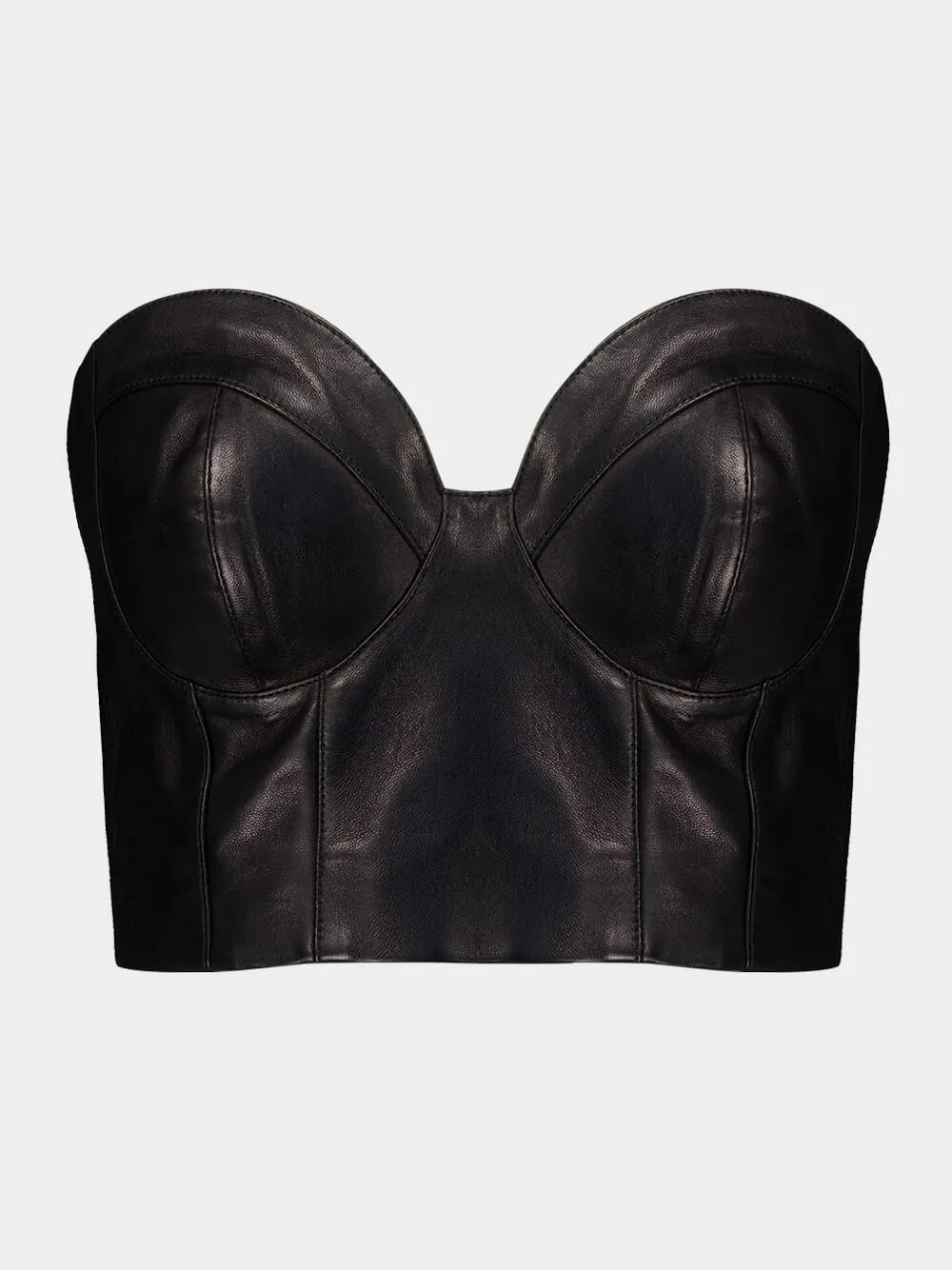 Black Zip-Up Leather Corset Top sold by Fashion Clinic