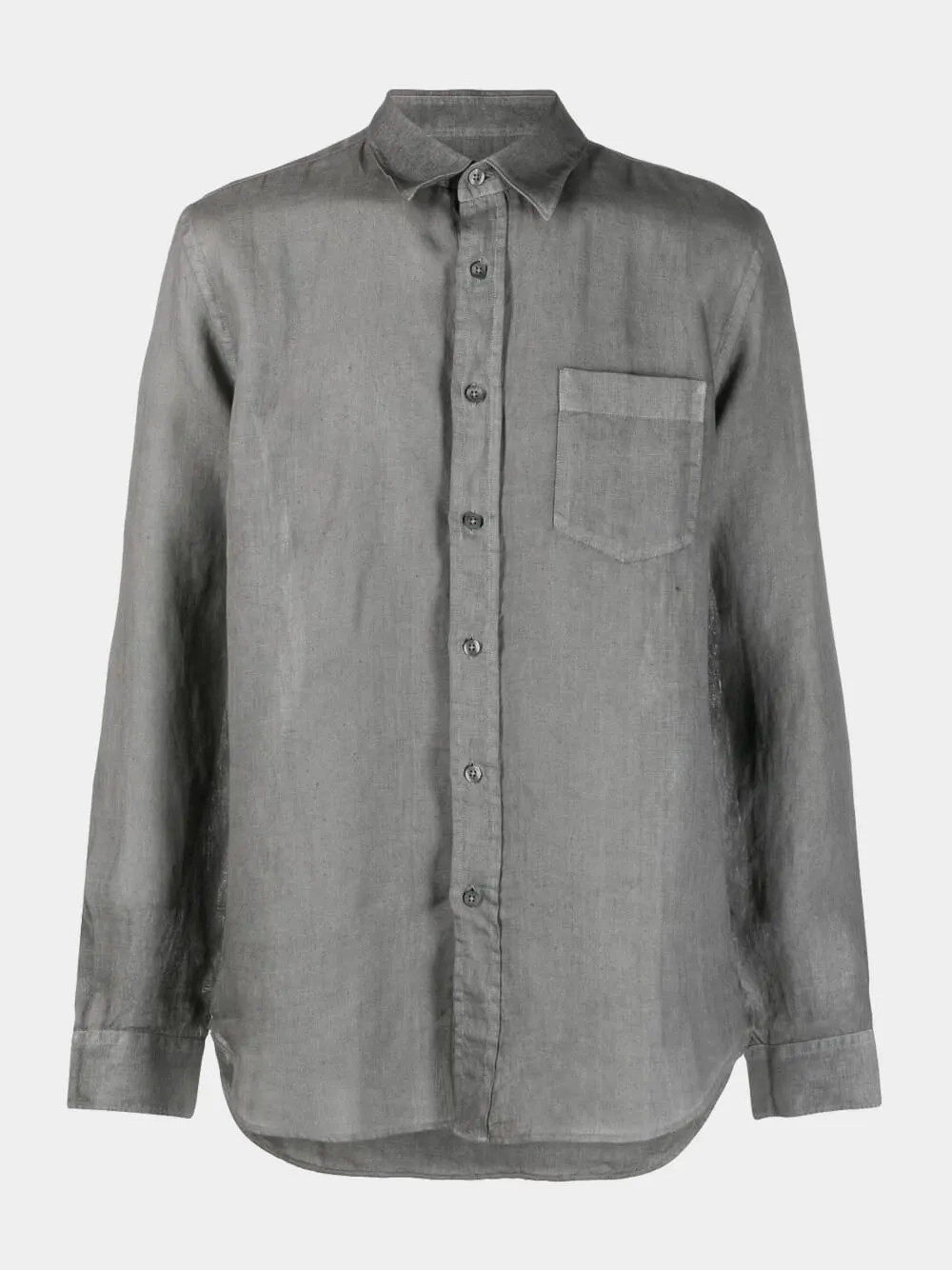 Grey Long-Sleeve Linen Shirt sold by Fashion Clinic