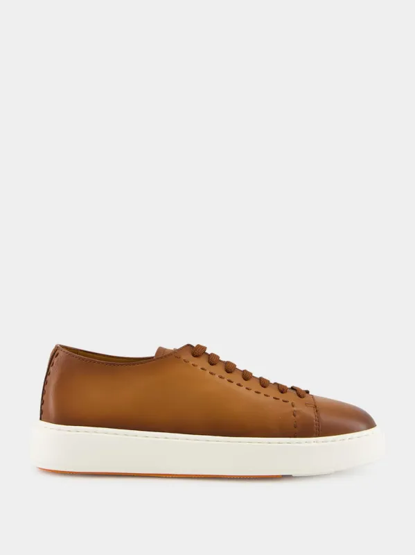 Light Brown Clean Row Leather Sneakers sold by Fashion Clinic