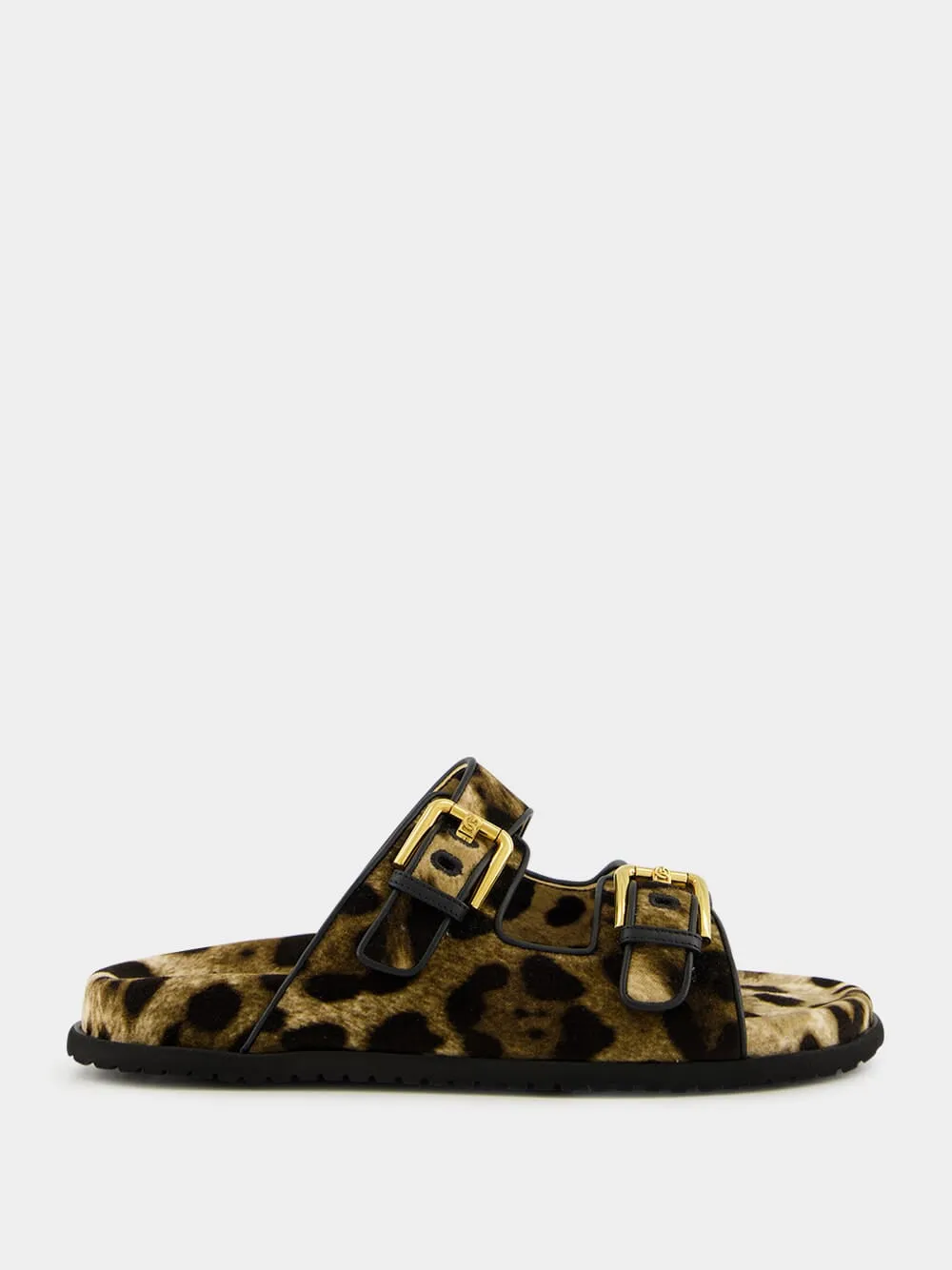 Leopard-Print Velvet Hawaiian Sliders sold by Fashion Clinic