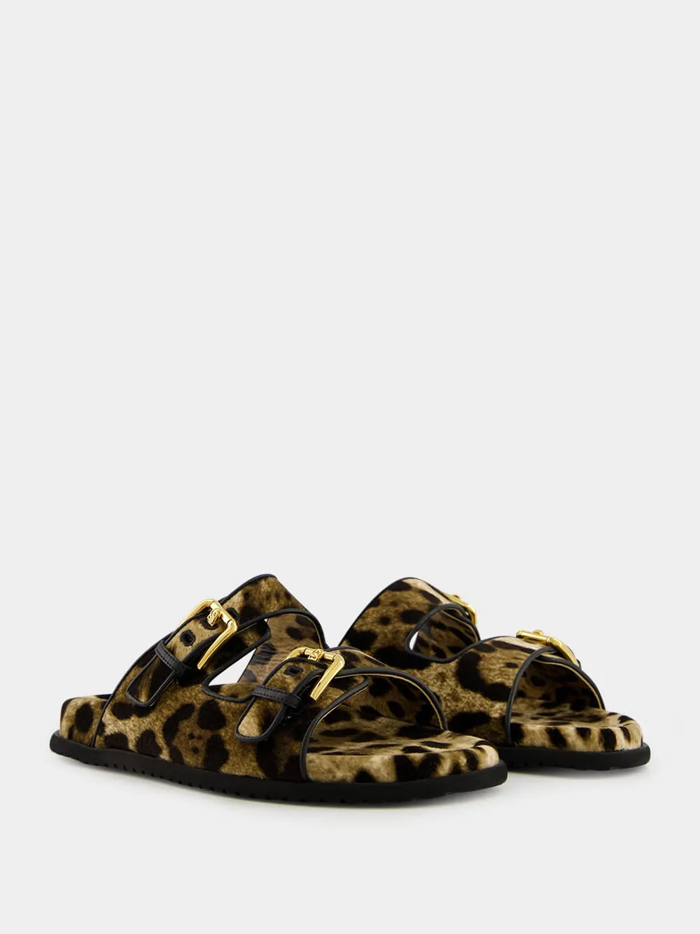 Leopard-Print Velvet Hawaiian Sliders sold by Fashion Clinic product image thumbnail 3