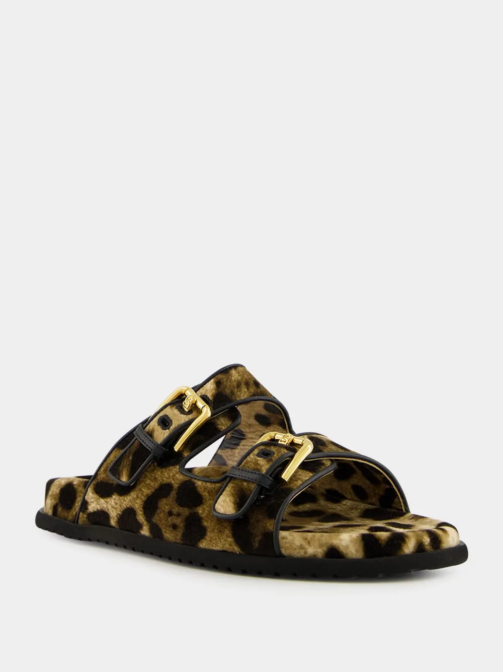 Leopard-Print Velvet Hawaiian Sliders sold by Fashion Clinic product image thumbnail 2