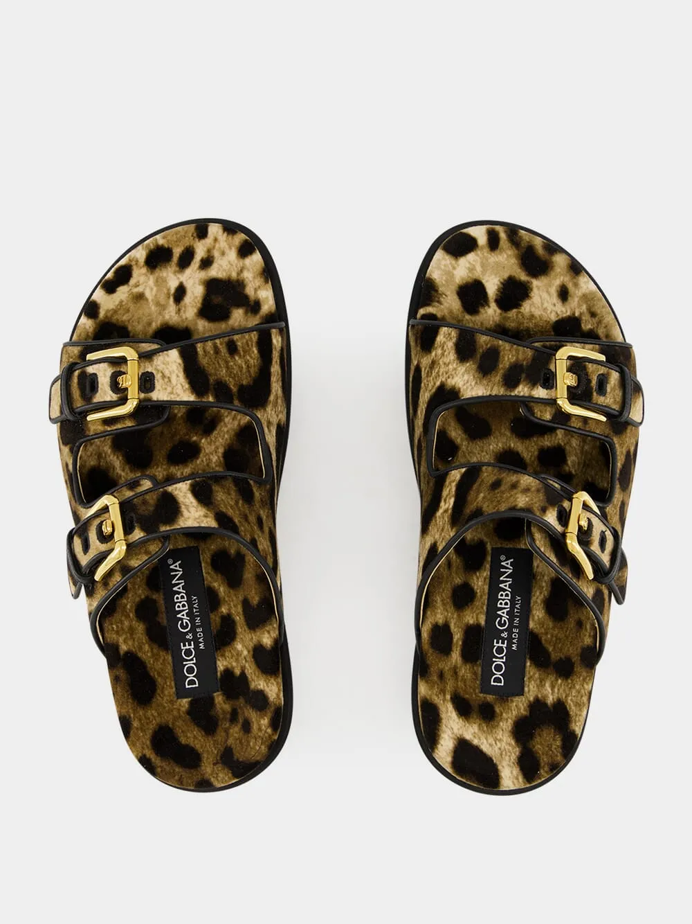 Leopard-Print Velvet Hawaiian Sliders sold by Fashion Clinic product image thumbnail 4