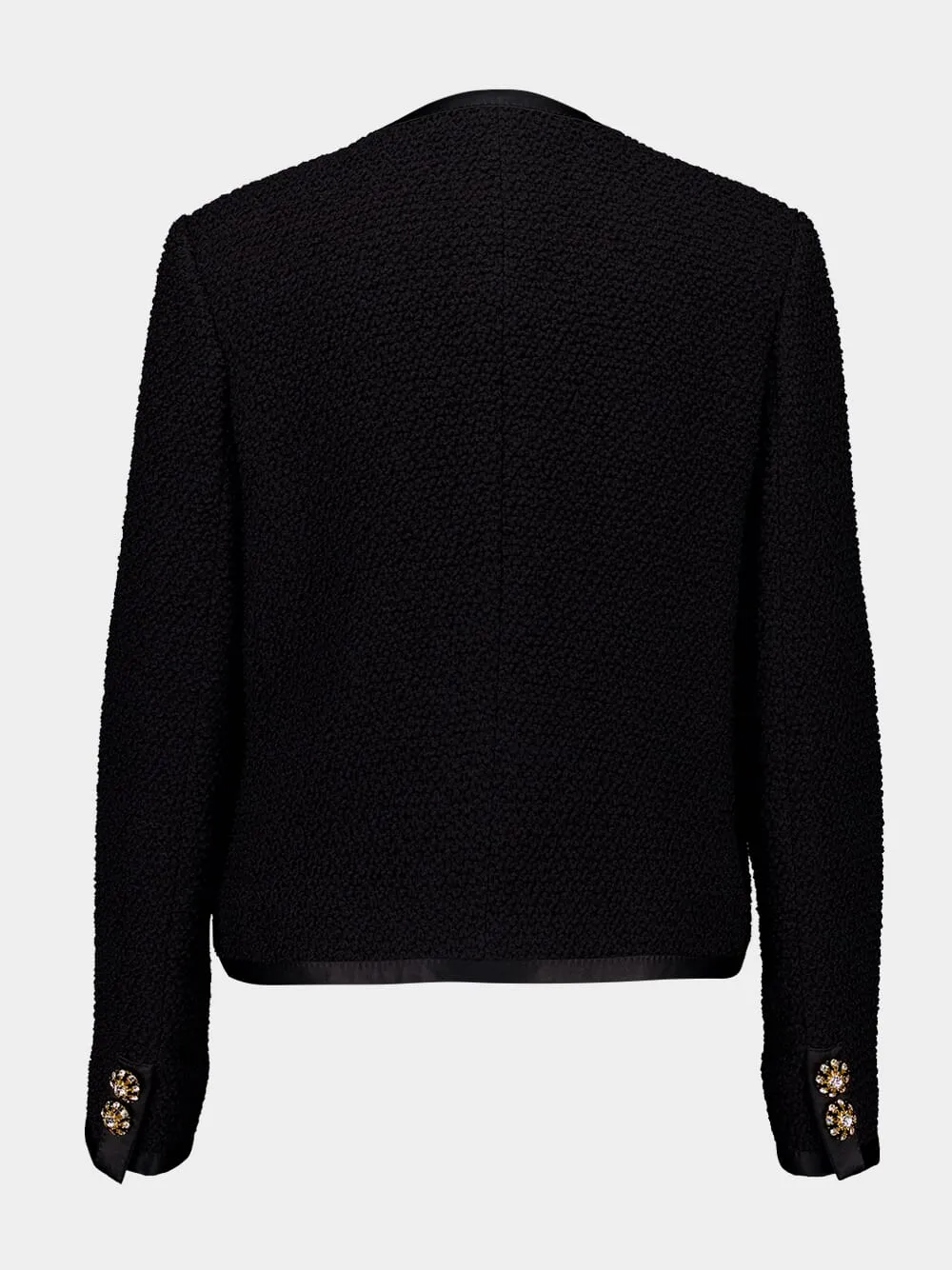Black Cropped Single-Breasted Bouclé Tweed Jacket sold by Fashion Clinic product image thumbnail 2