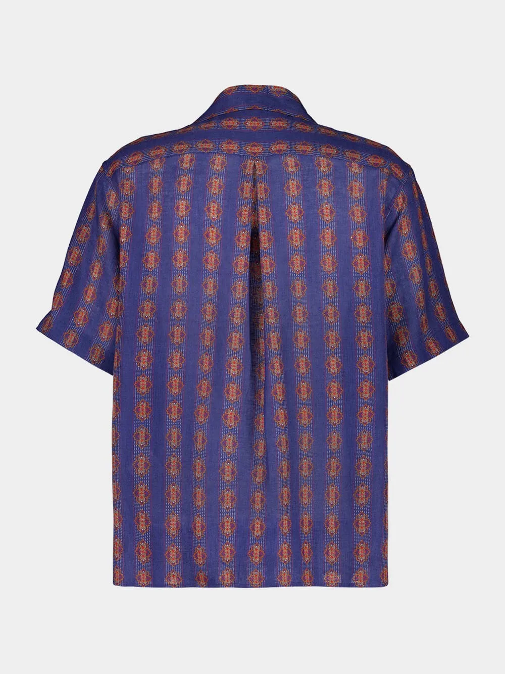 Linen Bowling Shirt with Voyage Imaginaire Print sold by Fashion Clinic product image thumbnail 4