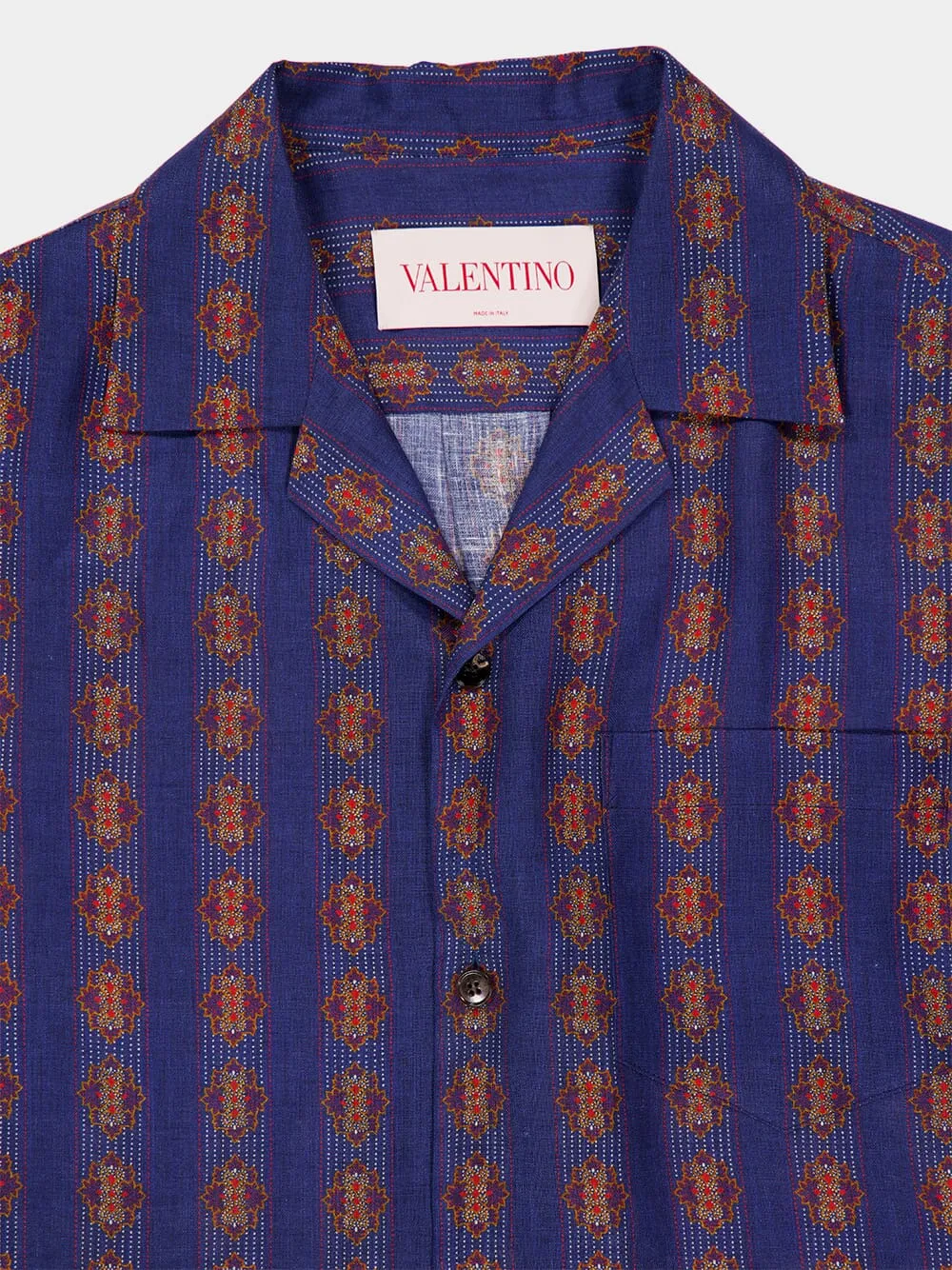 Linen Bowling Shirt with Voyage Imaginaire Print sold by Fashion Clinic product image thumbnail 5