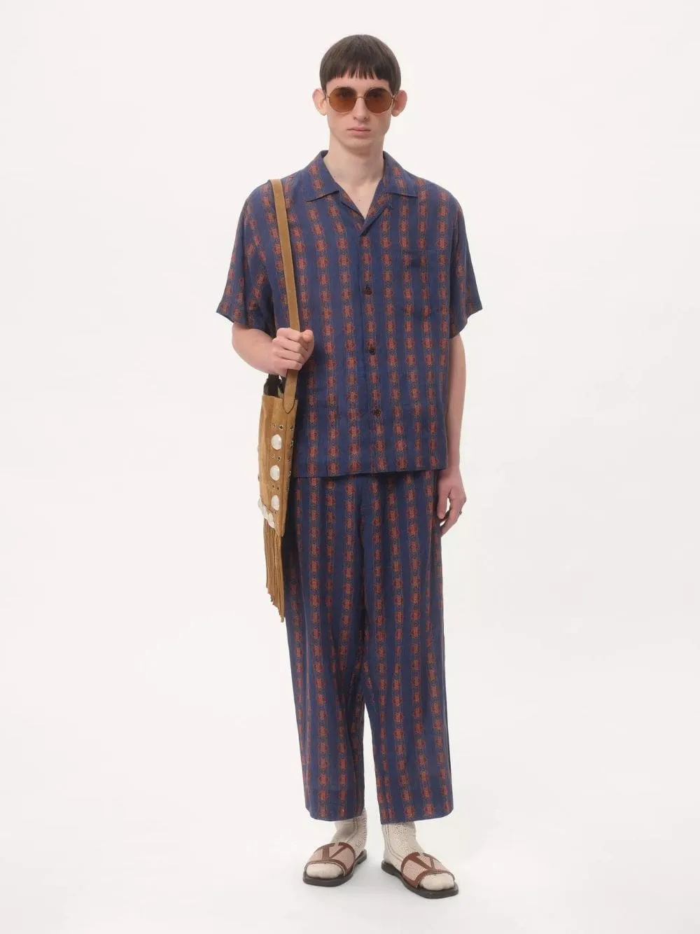 Linen Bowling Shirt with Voyage Imaginaire Print sold by Fashion Clinic