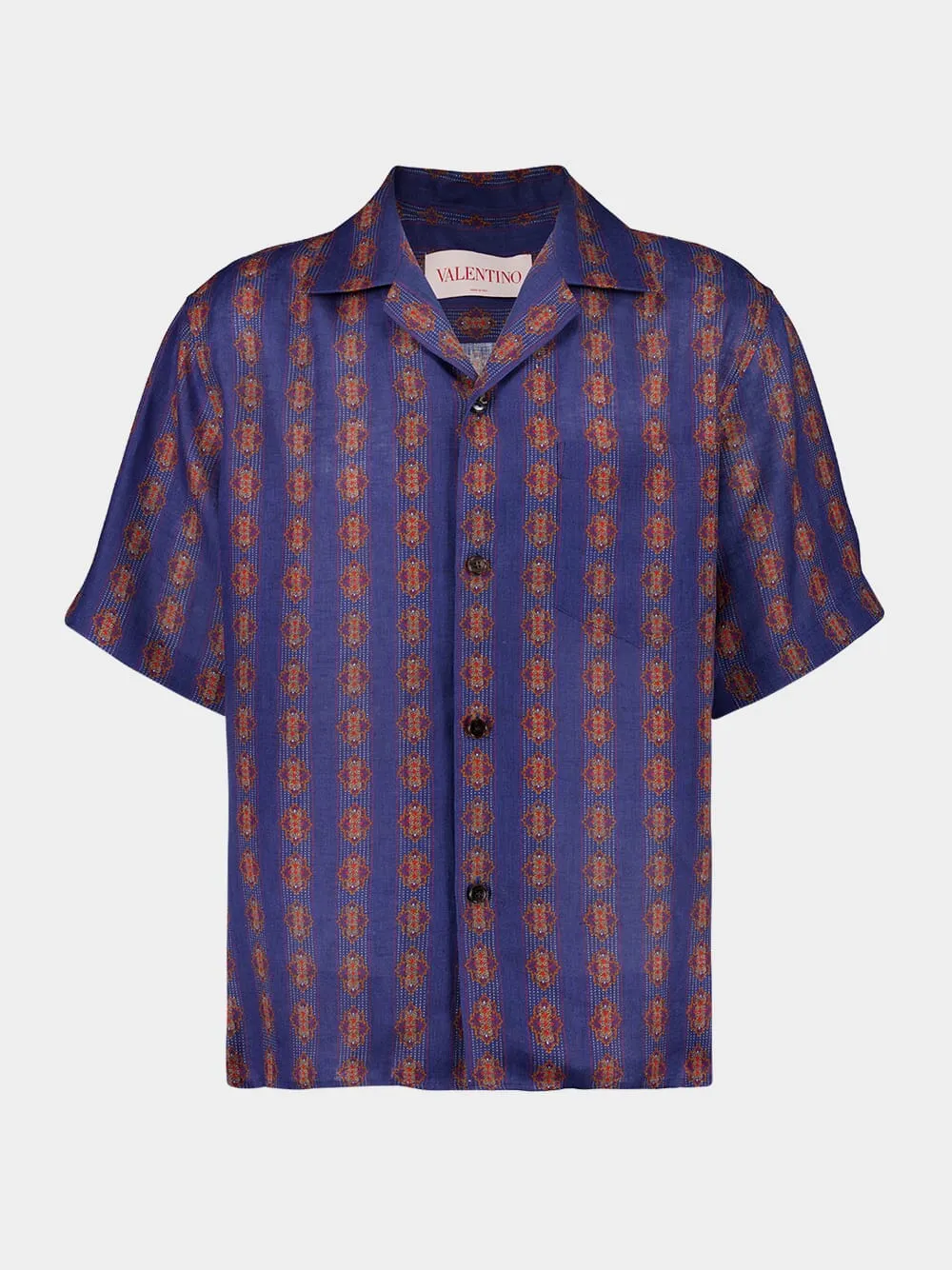 Linen Bowling Shirt with Voyage Imaginaire Print sold by Fashion Clinic product image thumbnail 2