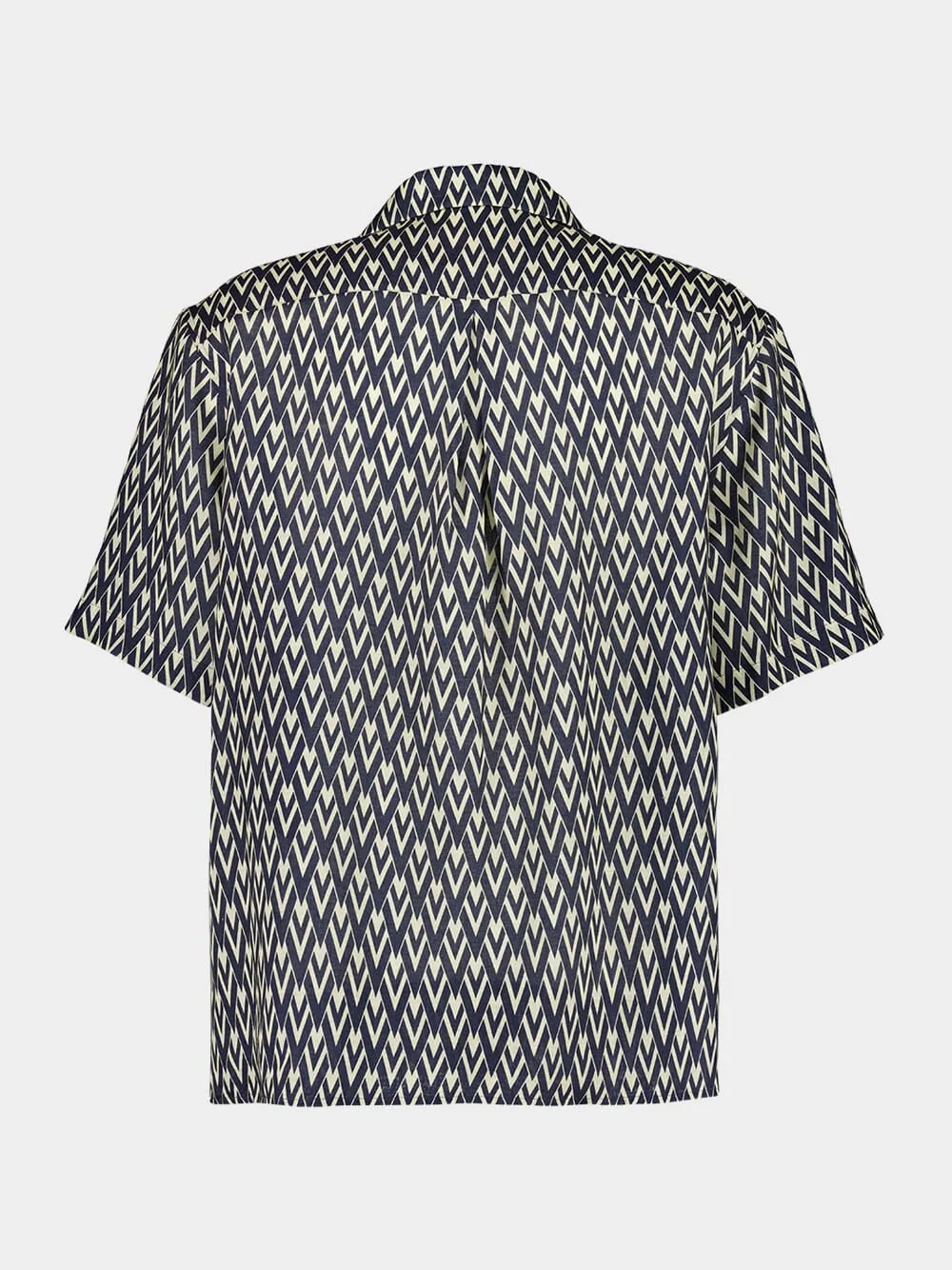 Blue Printed Short-Sleeve Button-Up Bowling Shirt sold by Fashion Clinic product image thumbnail 2