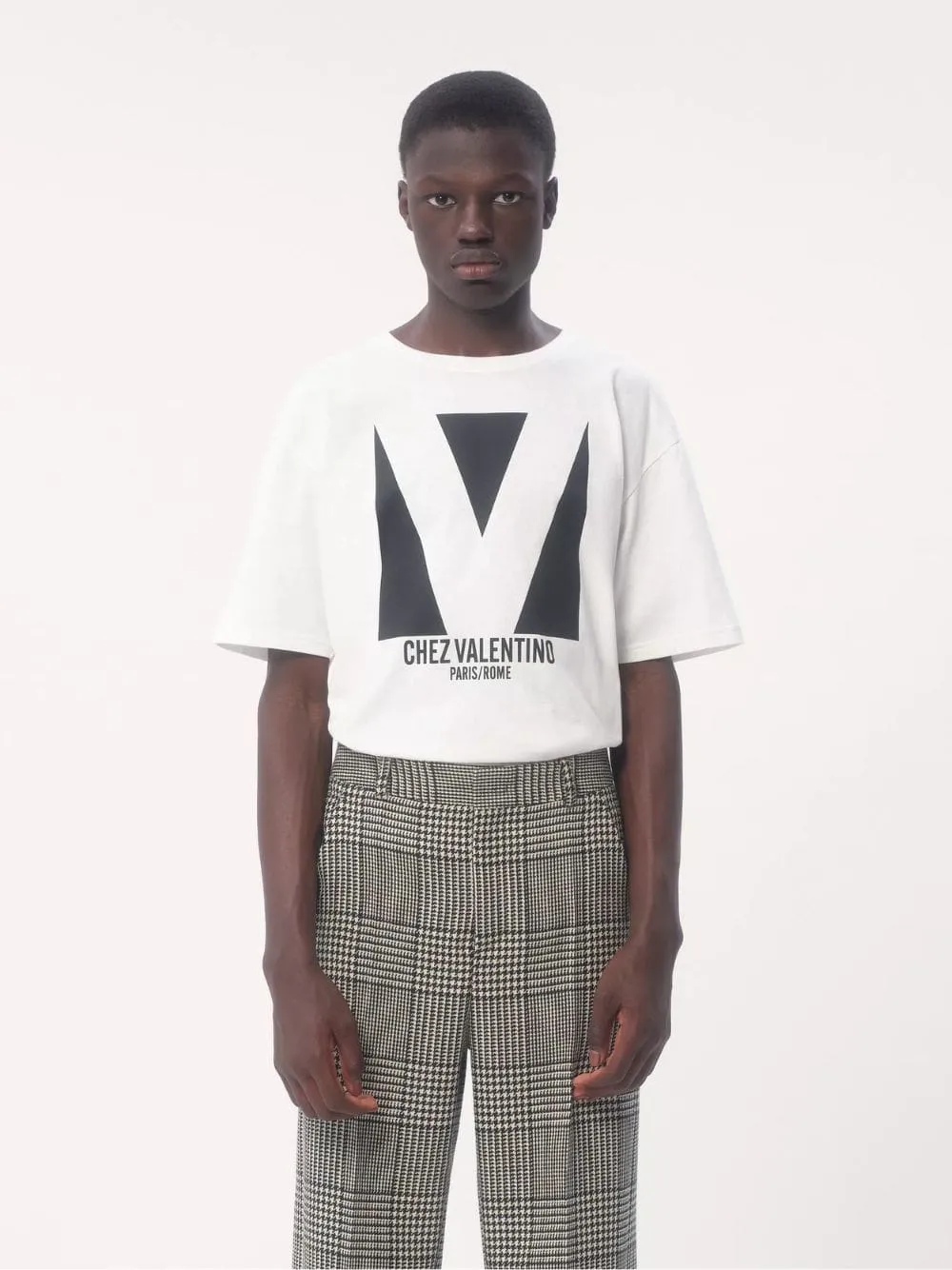 Ivory Cotton T-Shirt with Chez Valentino Print sold by Fashion Clinic product image thumbnail 2