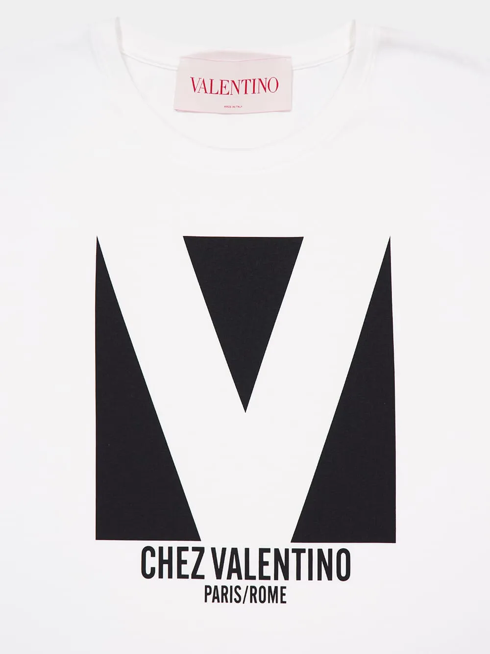 Ivory Cotton T-Shirt with Chez Valentino Print sold by Fashion Clinic product image thumbnail 5