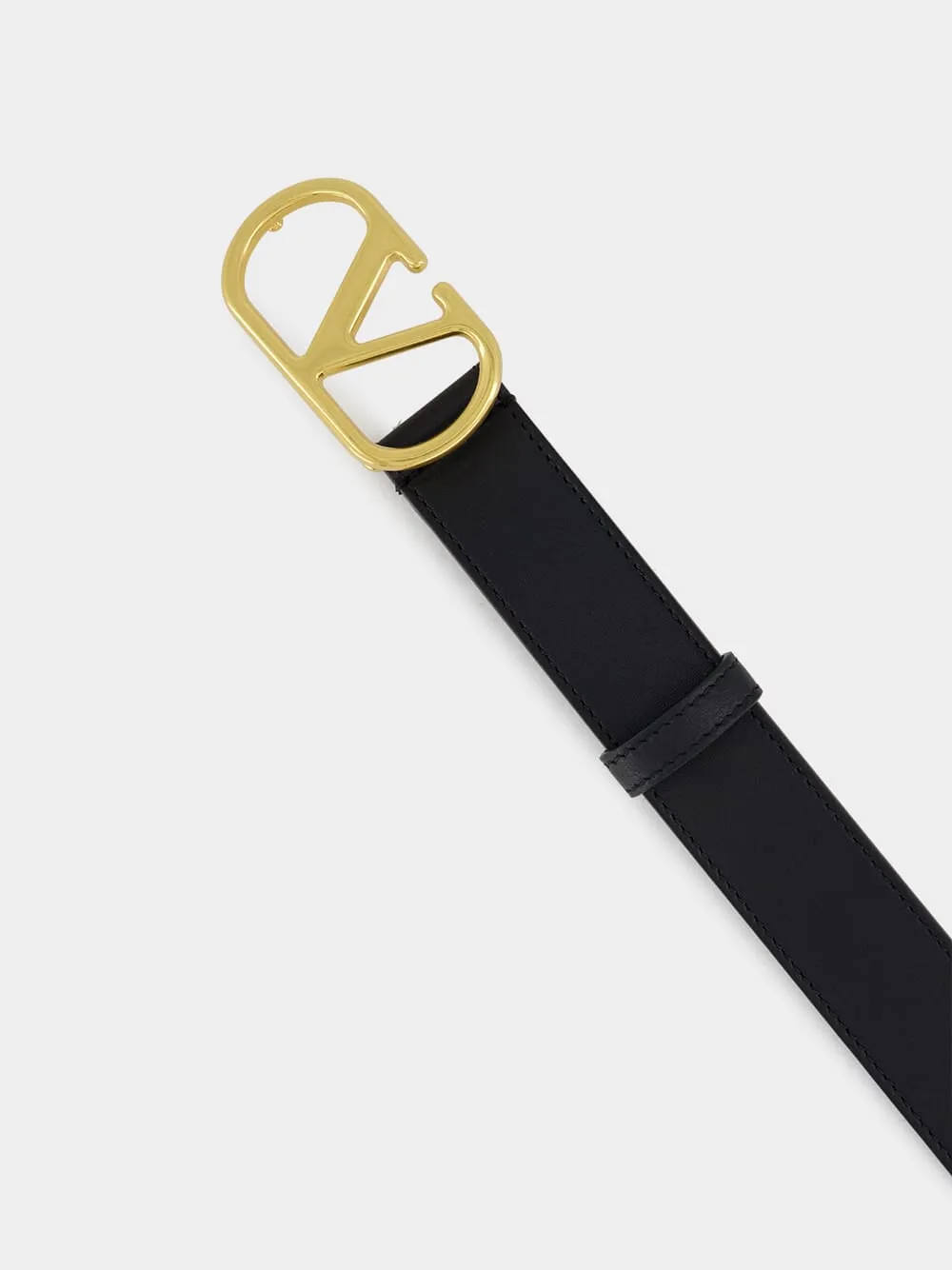 Black VLogo Signature Belt in Shiny Calfskin sold by Fashion Clinic product image thumbnail 2