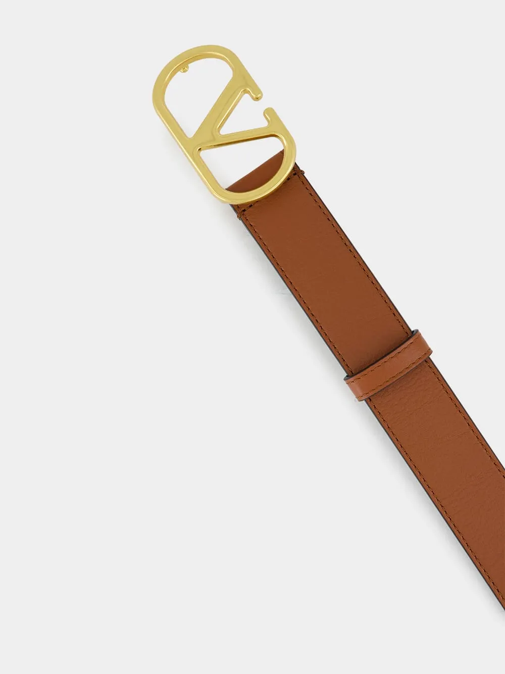 Deep Caramel VLogo Signature Belt in Shiny Calfskin sold by Fashion Clinic product image thumbnail 3