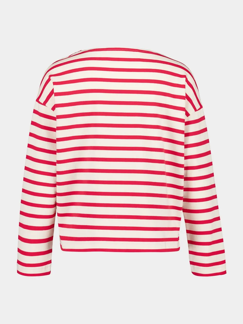 Ivory and Red Striped Cotton Jersey Long-Sleeved Top sold by Fashion Clinic product image thumbnail 3
