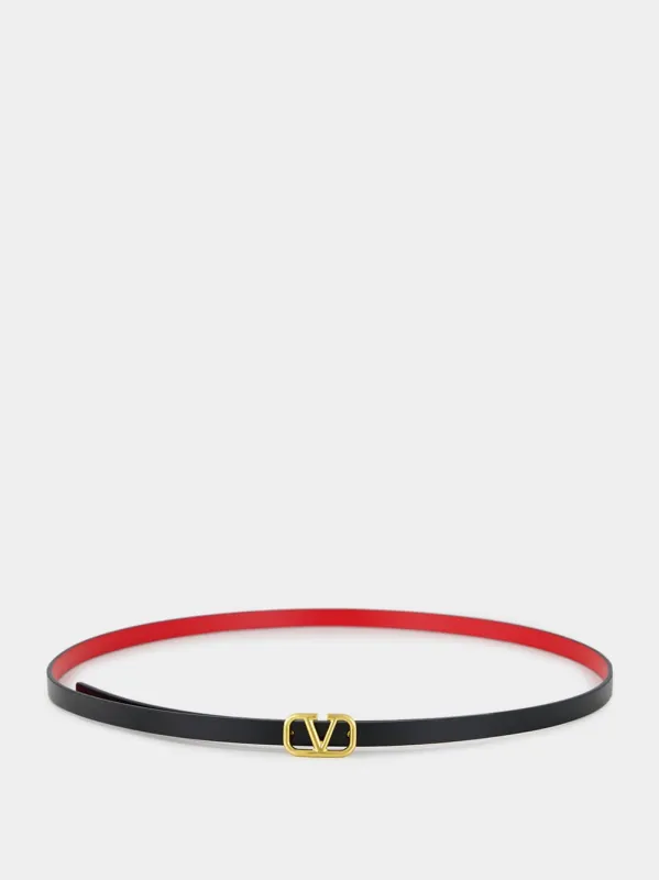 Black and Red Reversible Vlogo Signature Leather Belt made by Valentino Garavani