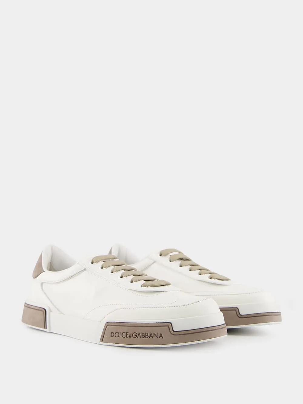 White and Brown Calfskin Portofino Yacht Sneakers sold by Fashion Clinic product image thumbnail 3
