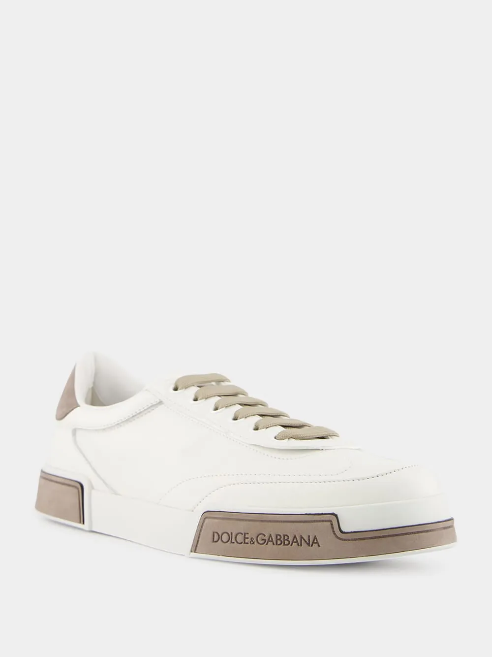 White and Brown Calfskin Portofino Yacht Sneakers sold by Fashion Clinic product image thumbnail 2