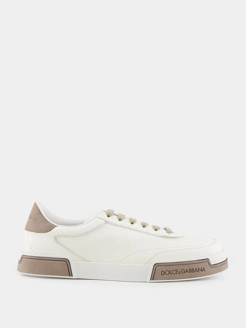 White and Brown Calfskin Portofino Yacht Sneakers sold by Fashion Clinic