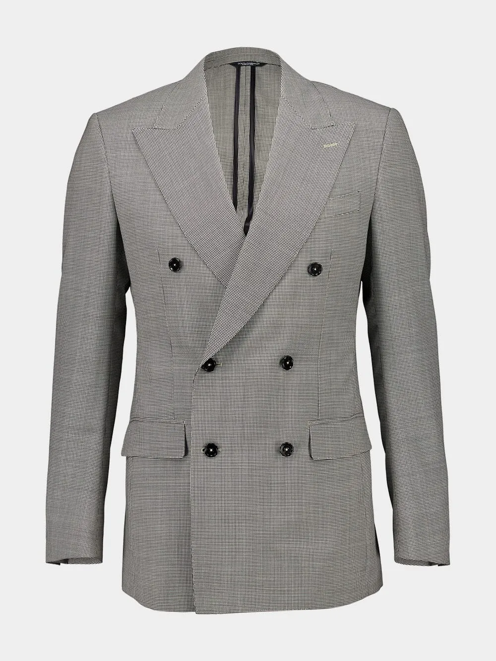 Grey Double-Breasted Houndstooth Wool Jacket sold by Fashion Clinic product image thumbnail 2