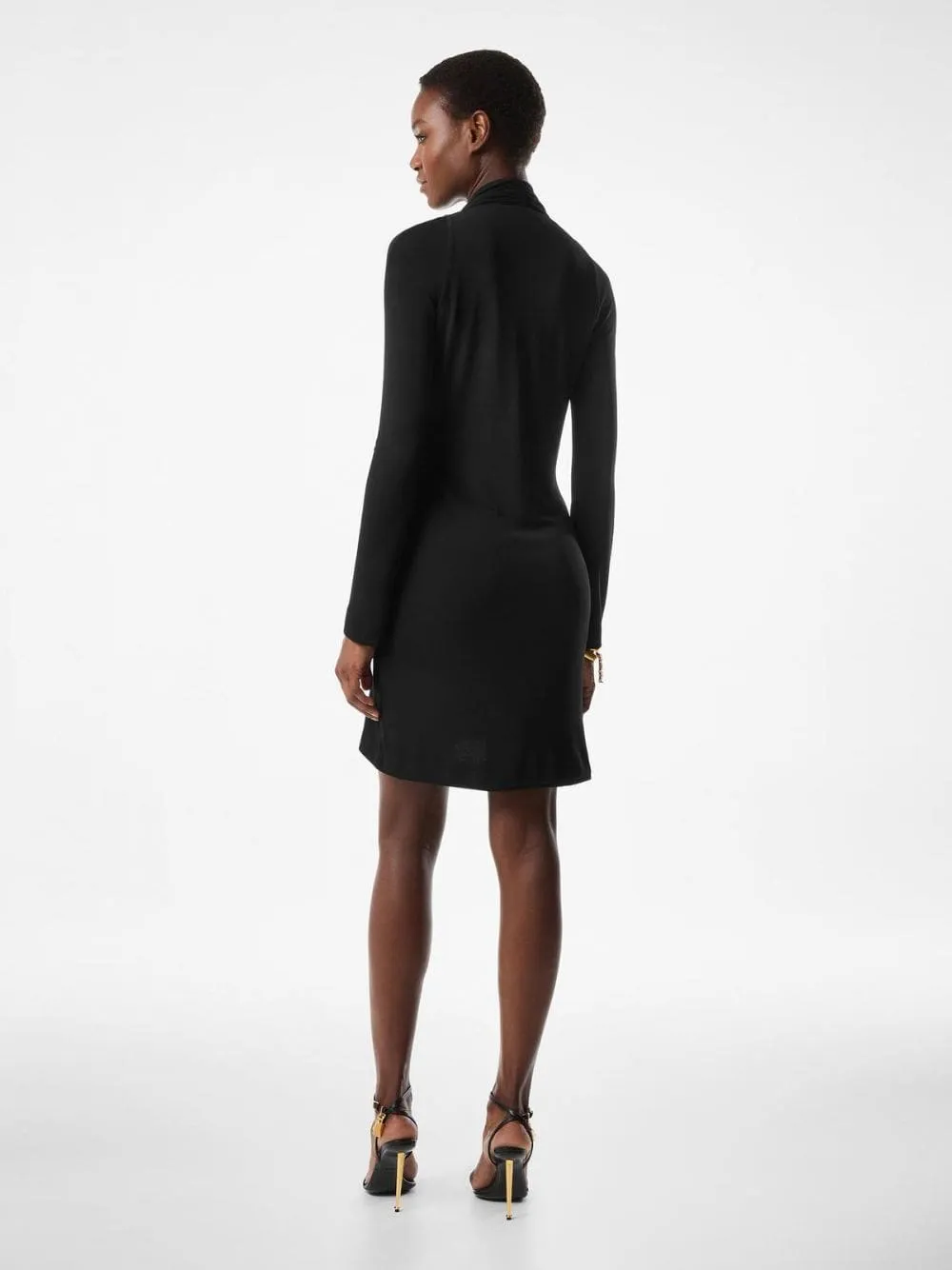 Black V-Neck Long Sleeve Cocktail Dress sold by Fashion Clinic product image thumbnail 3