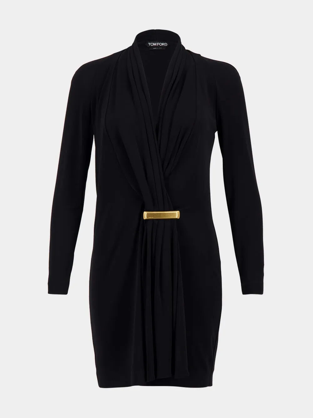 Black V-Neck Long Sleeve Cocktail Dress sold by Fashion Clinic product image thumbnail 2