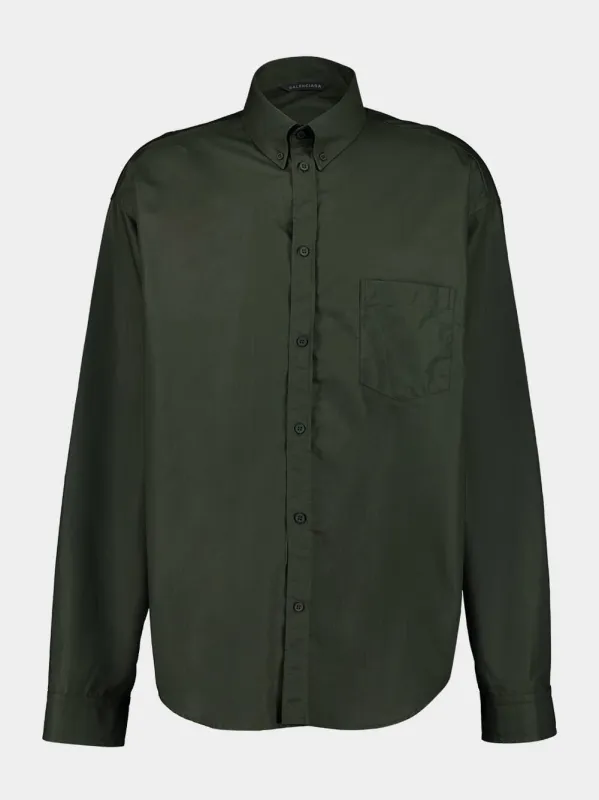 Khaki Green Logo Print Long Sleeve Shirt sold by Fashion Clinic