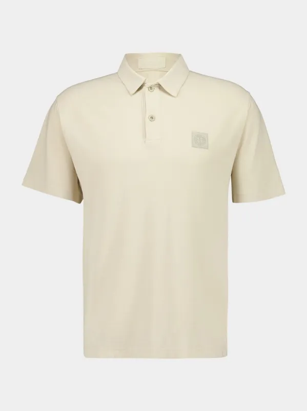 Beige Cotton Crepe Jersey Polo Shirt sold by Fashion Clinic