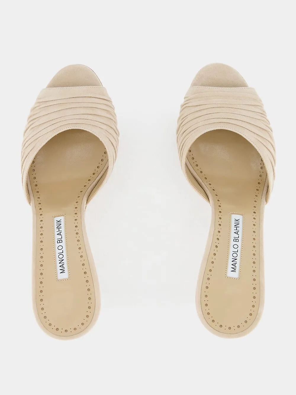 Pirua Beige Suede Ruched Open Toe Mules sold by Fashion Clinic product image thumbnail 4
