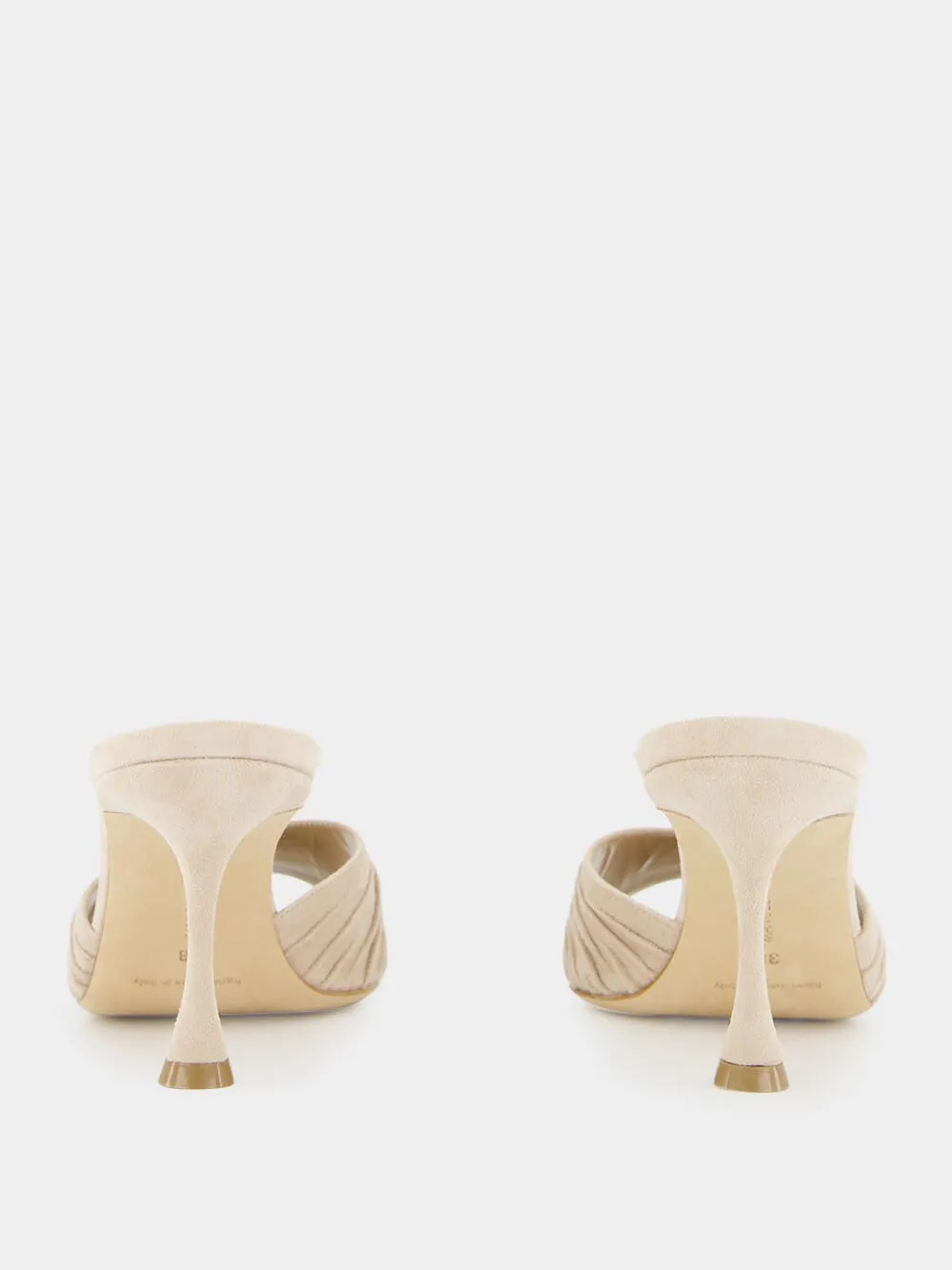 Pirua Beige Suede Ruched Open Toe Mules sold by Fashion Clinic product image thumbnail 5