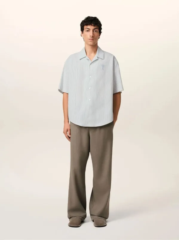 Blue Cotton Camp Collar Short Sleeve Shirt sold by Fashion Clinic