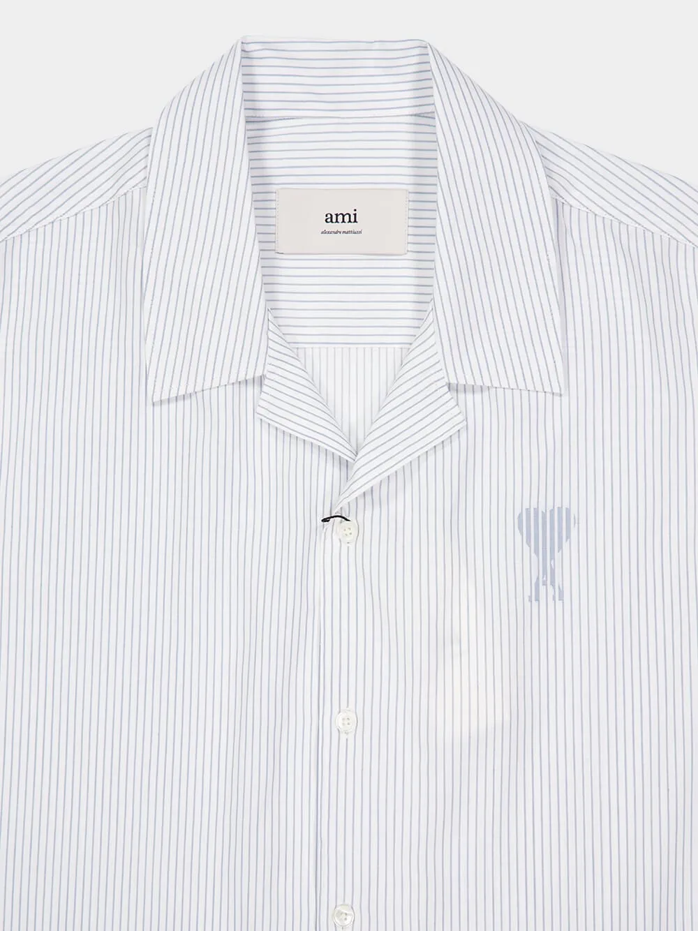 Blue Cotton Camp Collar Short Sleeve Shirt sold by Fashion Clinic product image thumbnail 5