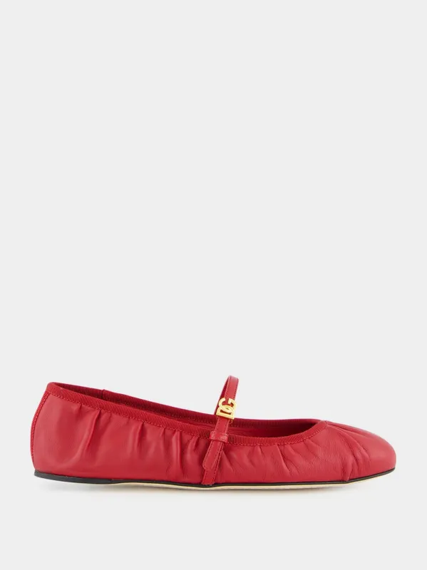Red Nappa Leather Ballet Flats sold by Fashion Clinic
