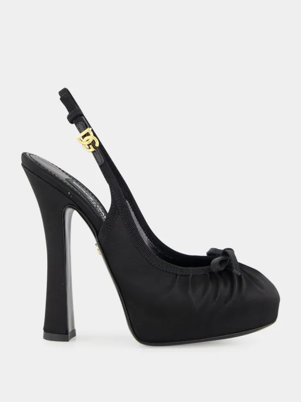Black Satin Slingbacks made by Dolce & Gabanna