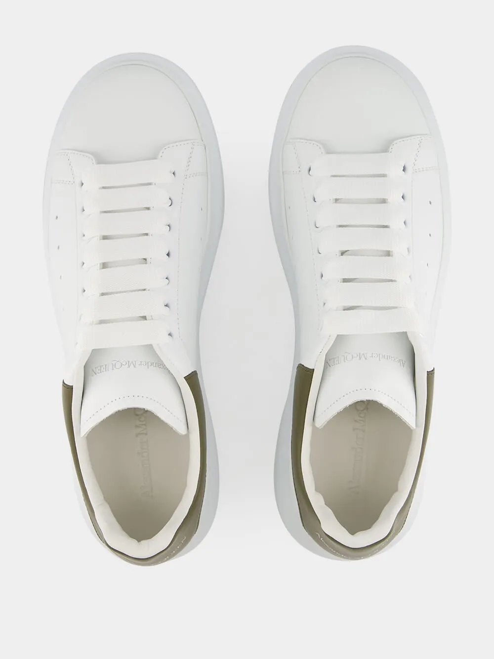 Men's White and Khaki Oversized Sneakers sold by Fashion Clinic product image thumbnail 4