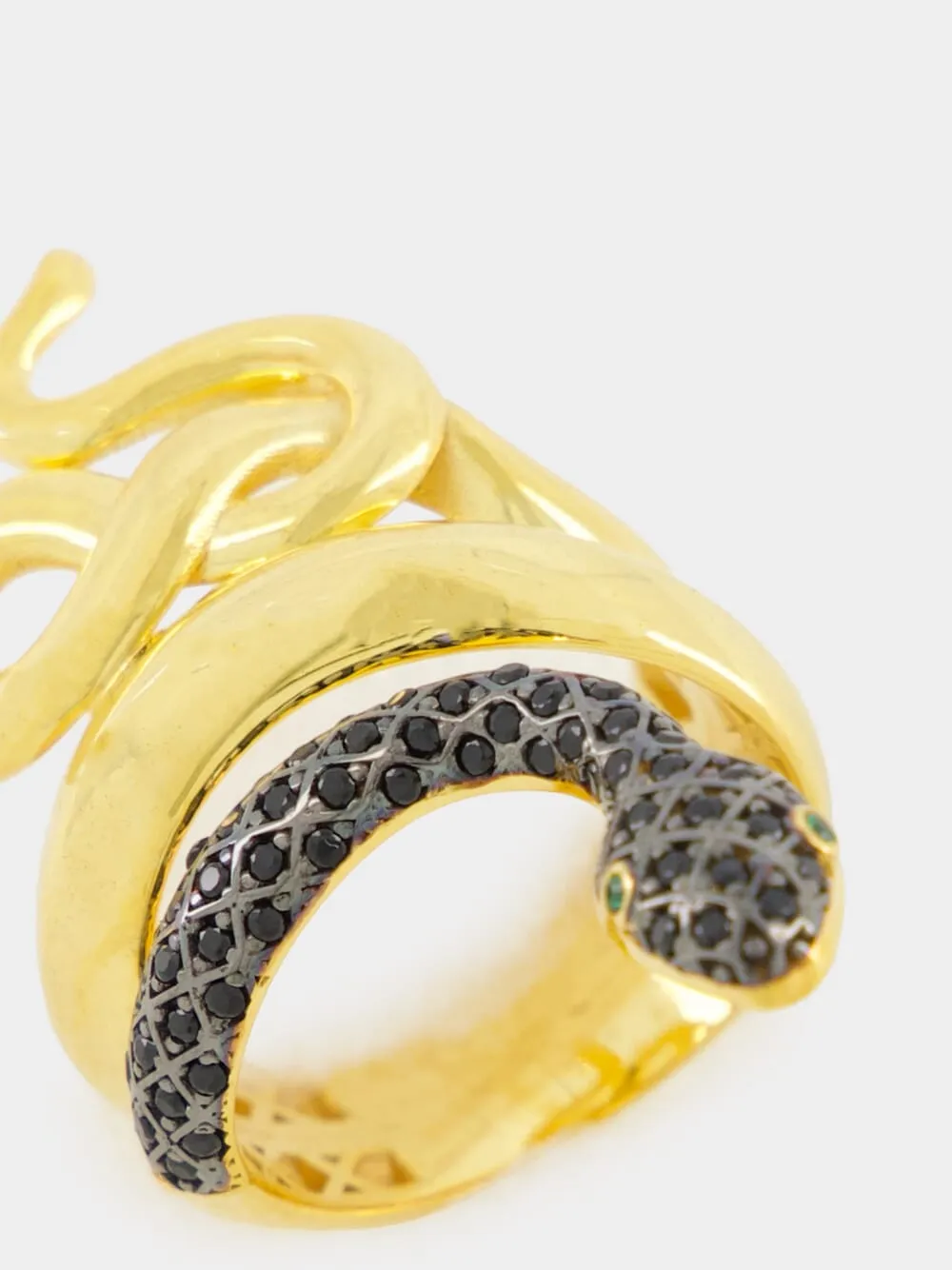 Gold-Plated Snake Ring with Black Crystals sold by Fashion Clinic product image thumbnail 3