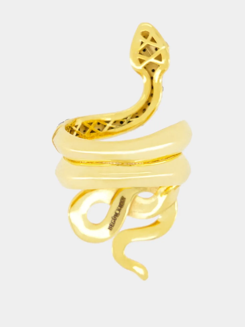 Gold-Plated Snake Ring with Black Crystals sold by Fashion Clinic product image thumbnail 2