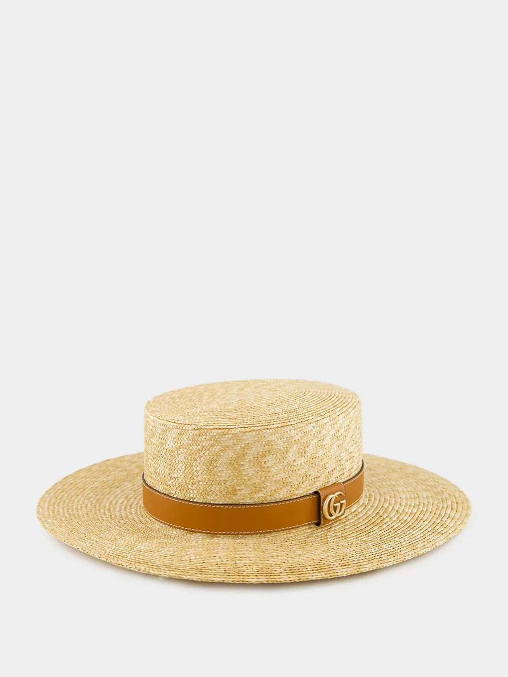 Natural and Brown Woven Straw Boater Hat sold by Fashion Clinic