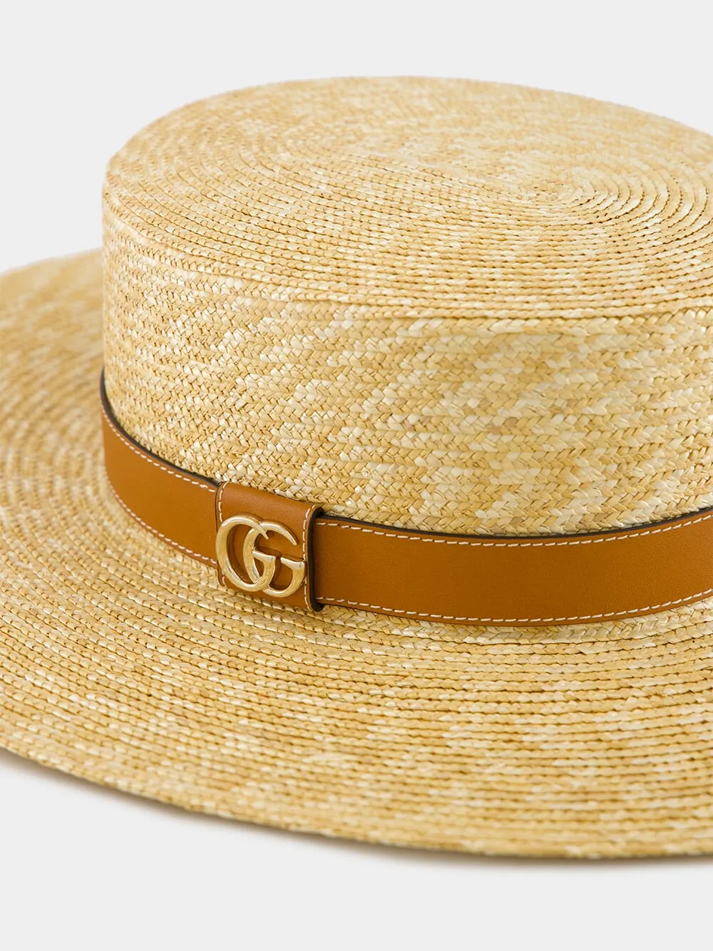 Natural and Brown Woven Straw Boater Hat sold by Fashion Clinic product image thumbnail 3