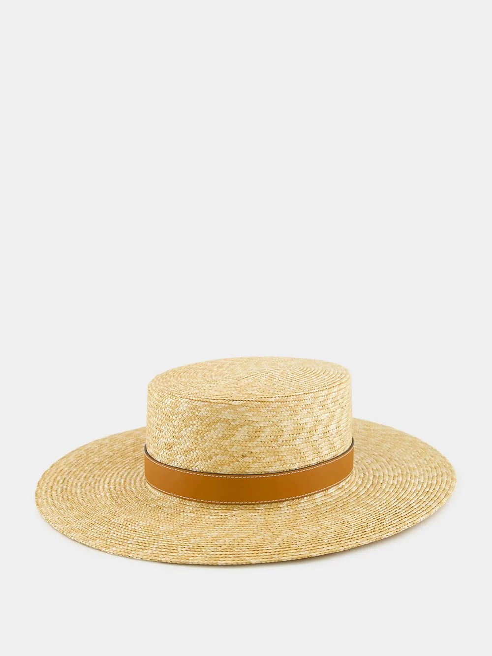 Natural and Brown Woven Straw Boater Hat sold by Fashion Clinic product image thumbnail 2