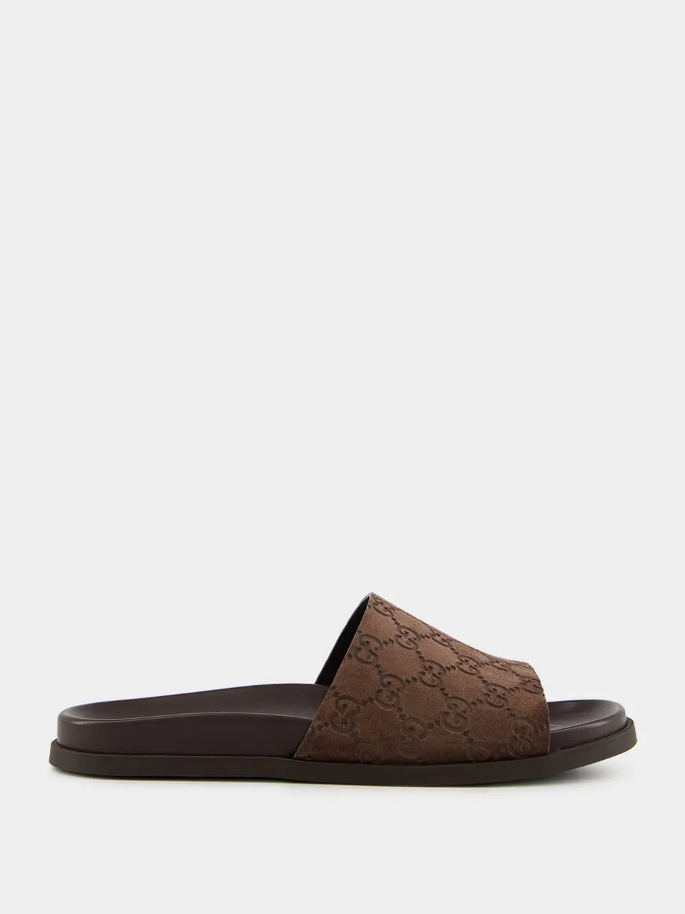 Cocoa Brown Rhein Original GG Suede Slides sold by Fashion Clinic
