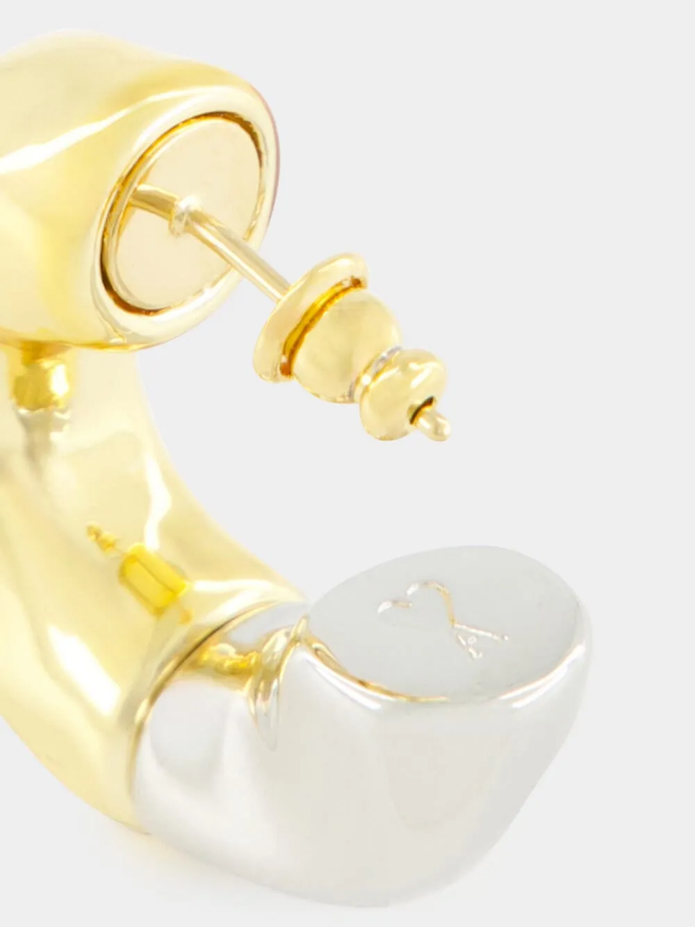 Gold and Silver Hammered Hoop Earrings sold by Fashion Clinic product image thumbnail 4