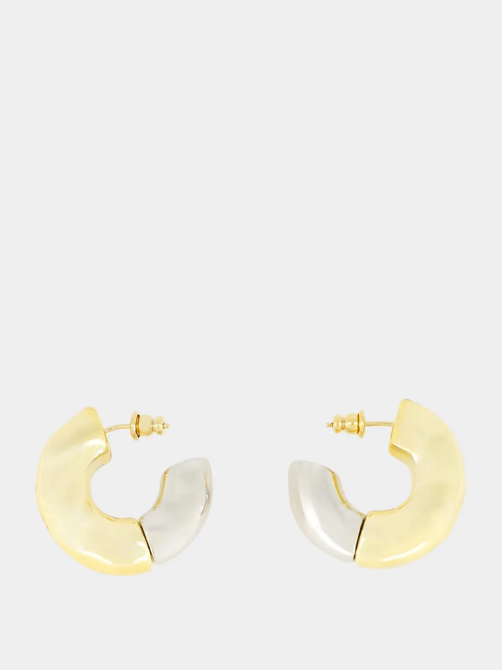 Gold and Silver Hammered Hoop Earrings sold by Fashion Clinic product image thumbnail 3