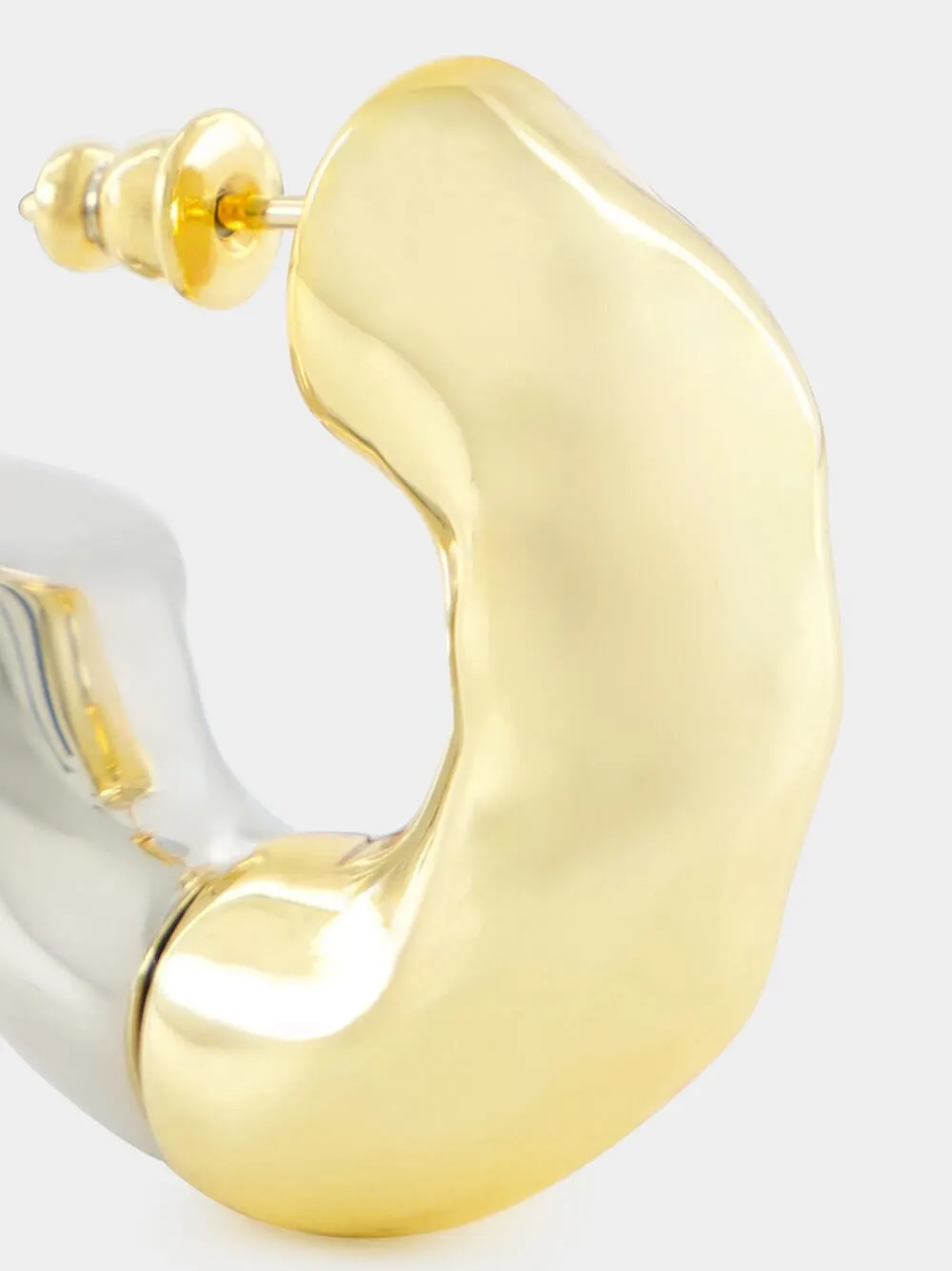 Gold and Silver Hammered Hoop Earrings sold by Fashion Clinic product image thumbnail 5