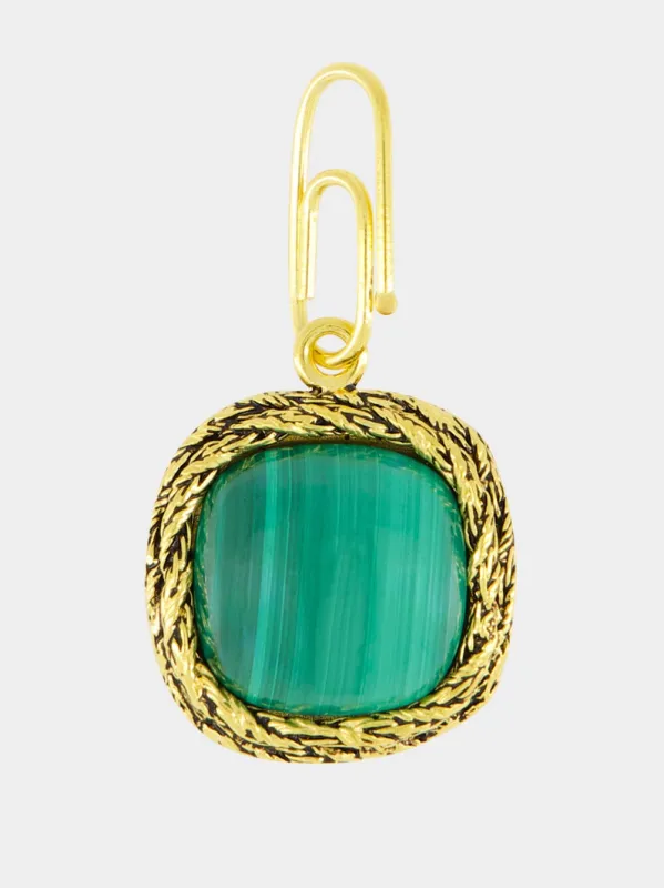 Miki Malachite Charm in Yellow Gold sold by Fashion Clinic